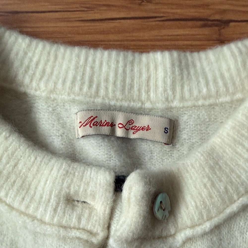 Marine Layer Sausalito Cardigan - Cream/Black - Picture 2 of 4